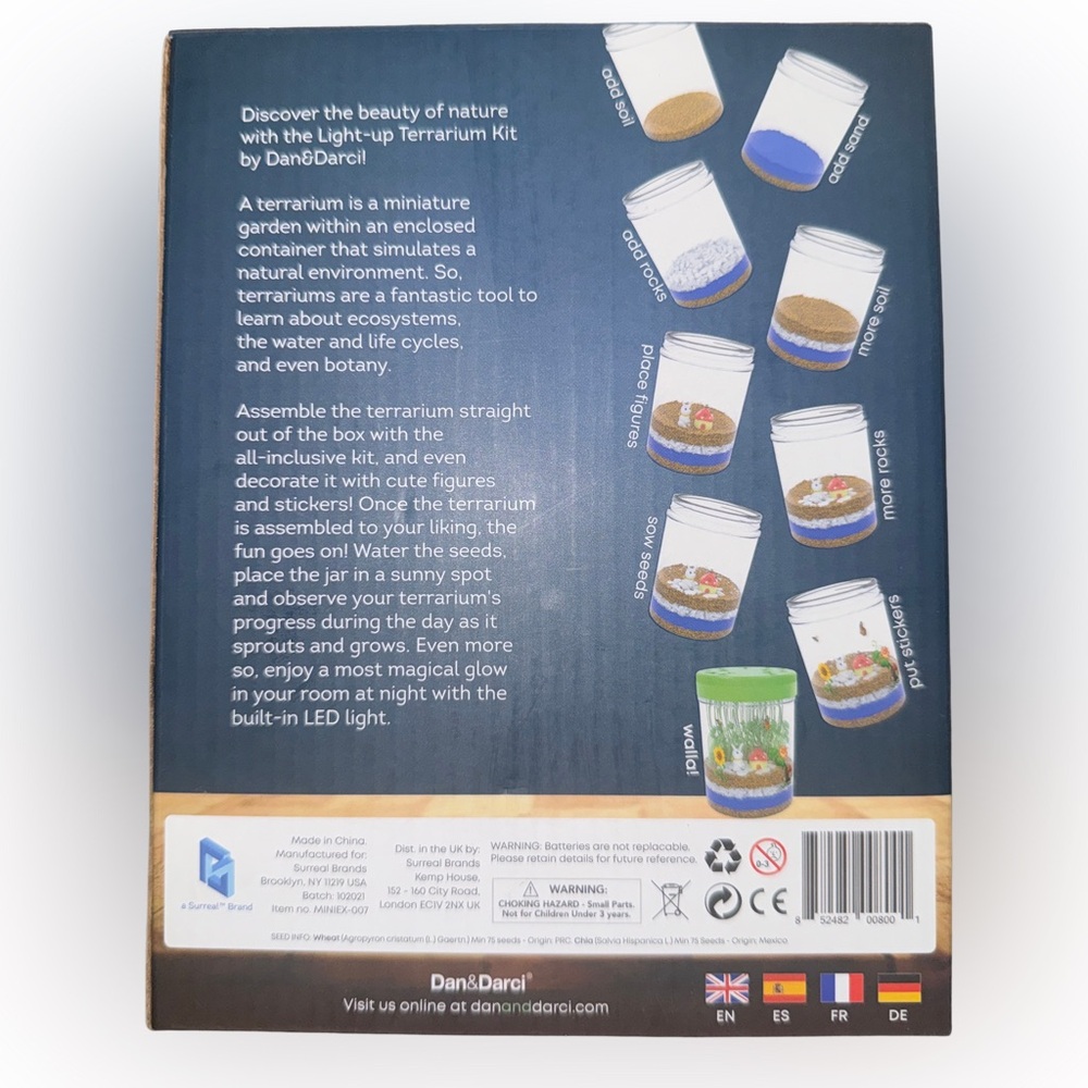 Dan & Darci Light-up Terrarium Kit for Kids - Science Kits, Gardening Gifts NEW - Picture 3 of 6